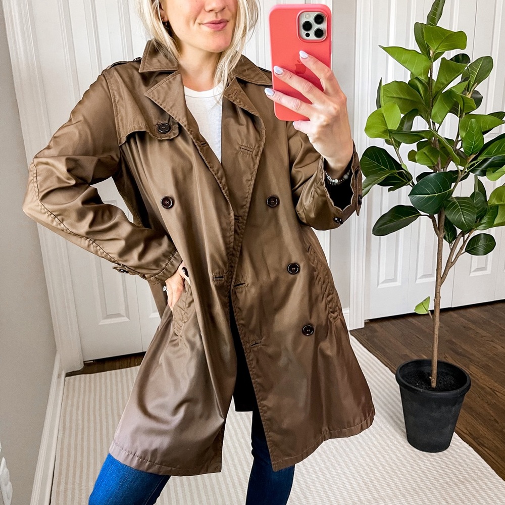 PRADA Milano Double Breasted Trench Coat in Brown